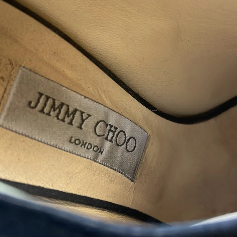 Jimmy Choo suede peep-toe platform heeled booties